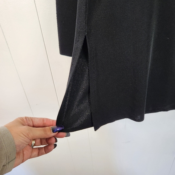 Exclusively Misook Sweater Womens Small Black Purple V-Neck Long Sleeve Knit - Picture 6 of 10